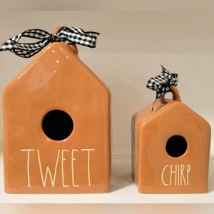 NWT Rae Dunn TWEET & CHIRP Set of 2 Birdhouses